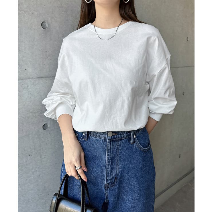 オフホワイト | 無地 ボーダー ボリューム袖 | andme