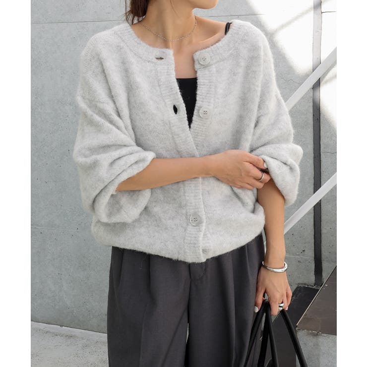 HERMES ニットカーディガン ライトグレー 前後2way ニット カーディガン[品番：AZ000004454]｜andme