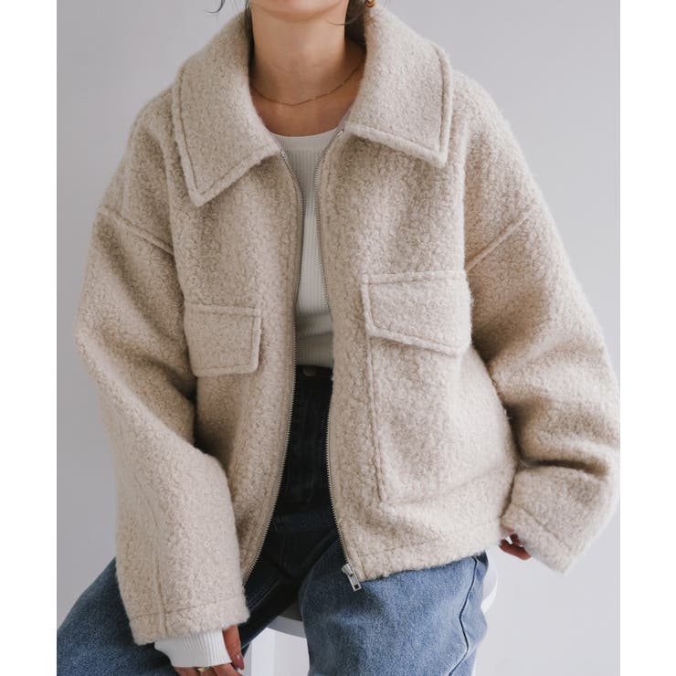 ライトベージュ | シープ調 ボア ダブルポケット | andme