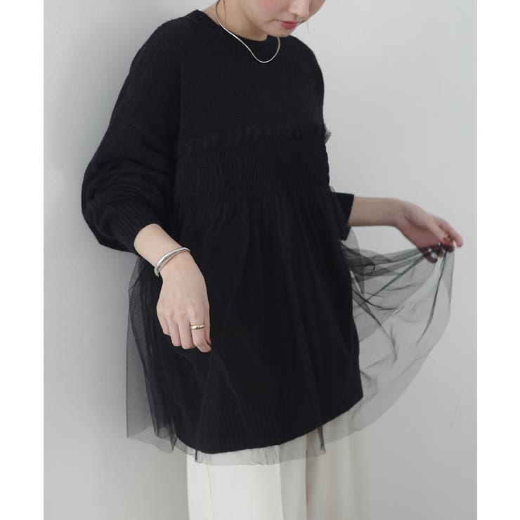 ブラック | シアー チュール ビスチェ風 | andme