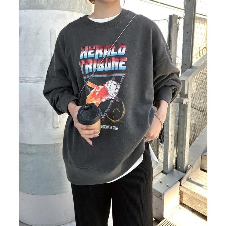 ブラック【B】 | 宇宙プリント 裏毛 スウェット | andme