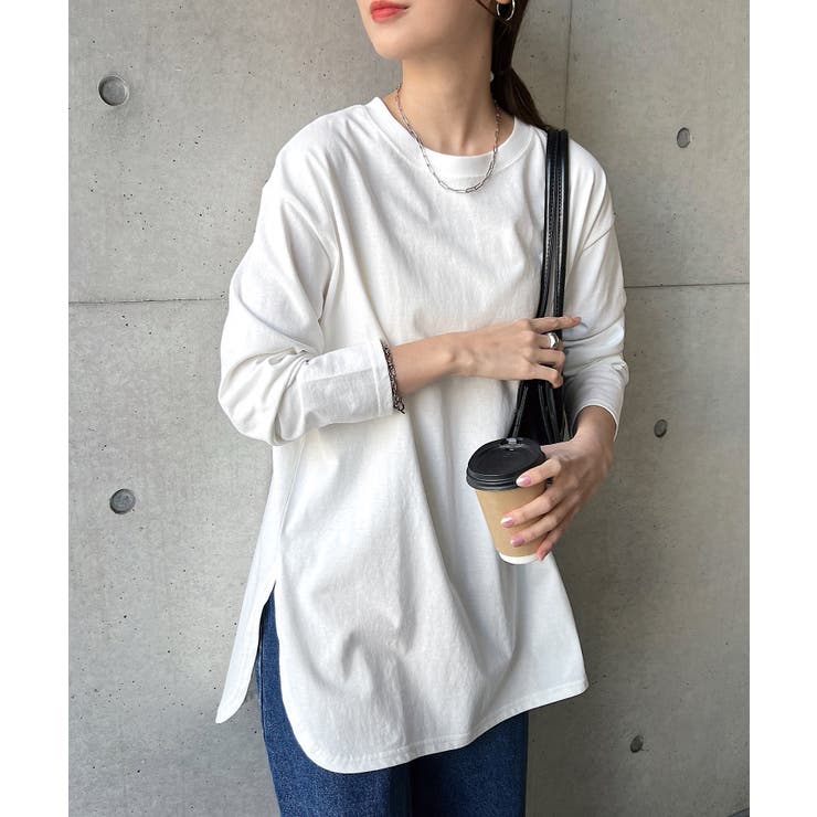 USAコットン オーバーサイズ 長袖Tシャツ[品番：AZ000003610