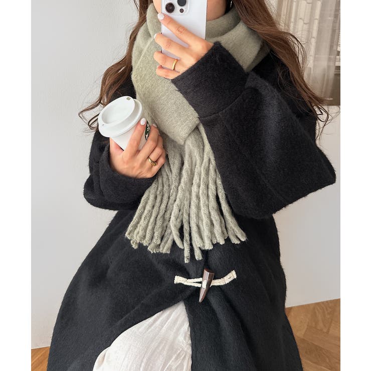 ライトカーキ | フェイクウール ボリューム ストール | andme