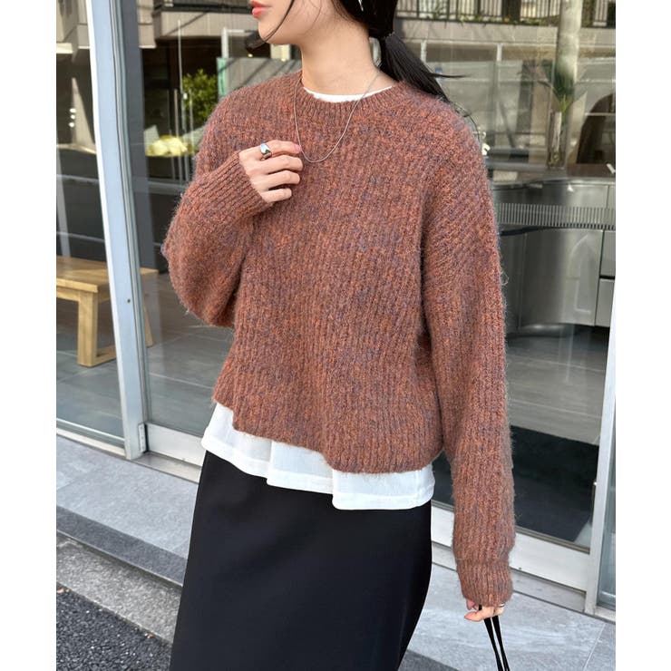 オレンジ | ショート丈 ミックスカラー 長袖 | andme