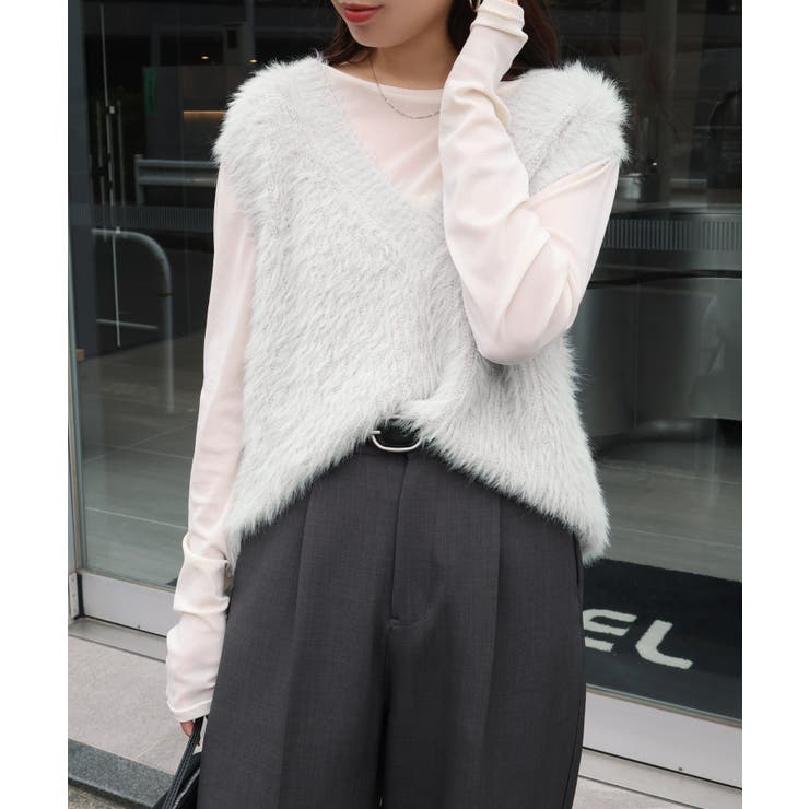 ノースリーブ Vネック ニット[品番：AZ000004718]｜andme（アンドミー