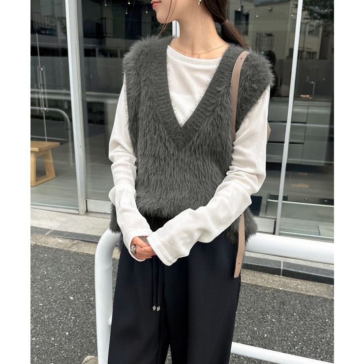 ノースリーブ Vネック ニット[品番：AZ000004718]｜andme（アンドミー