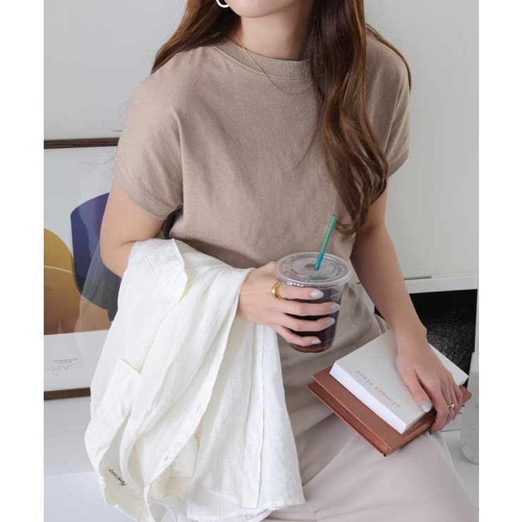 グレージュ | 汗染み防止 フレンチスリーブ Tシャツ | andme