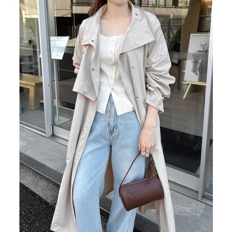 アイボリー | ナイロン スタンドカラー トレンチコート | andme