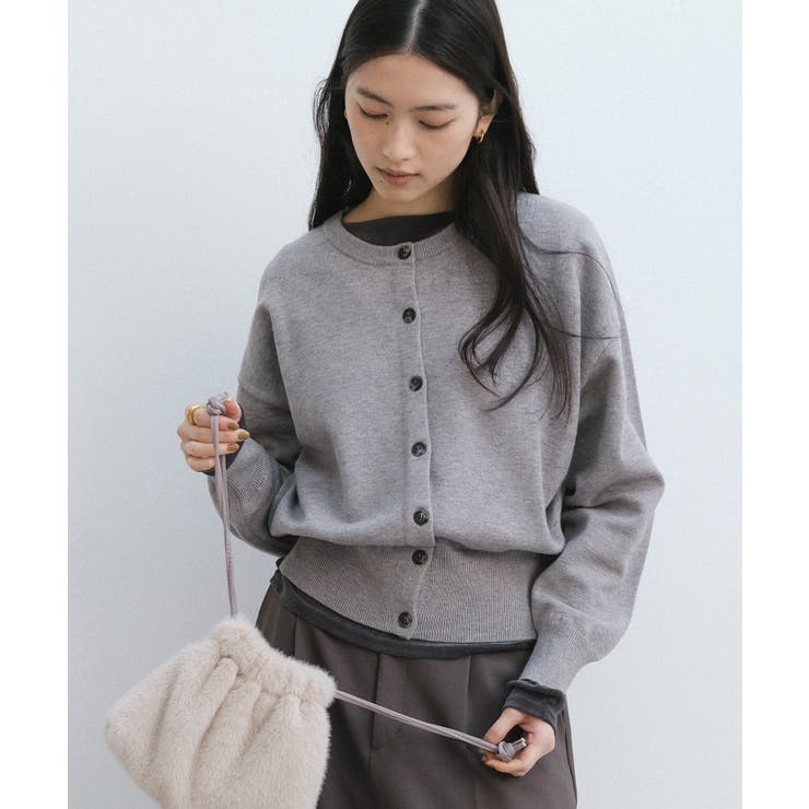 グレー | クルーネック 長袖 ニット | andme