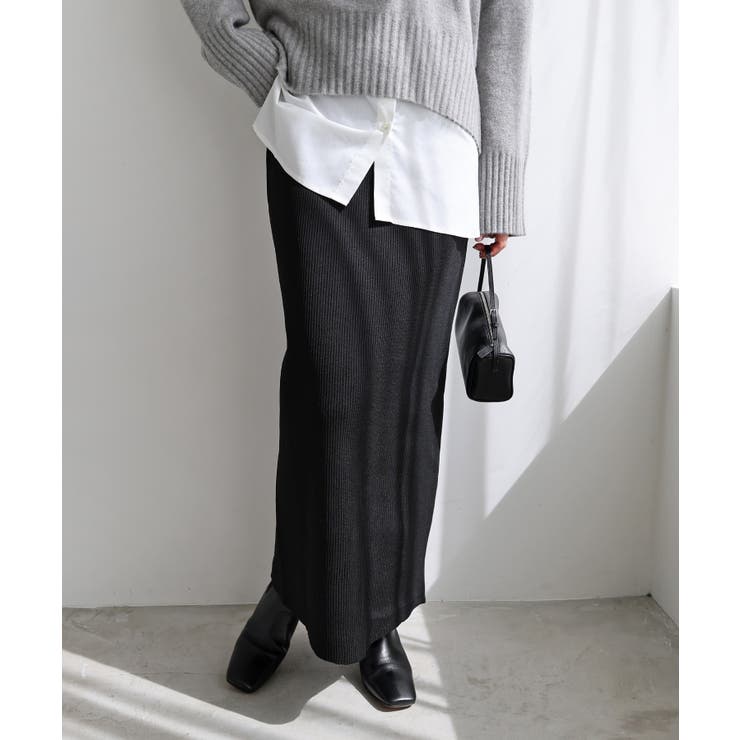 ブラック | リブニット Iライン スカート | andme