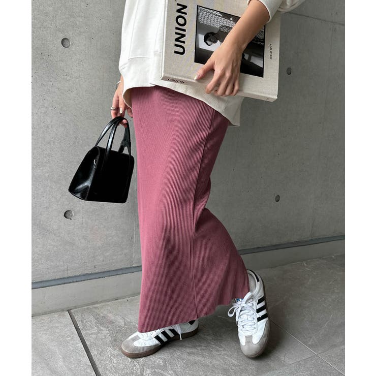 パープル | セルフカットリブ タイト スカート | andme