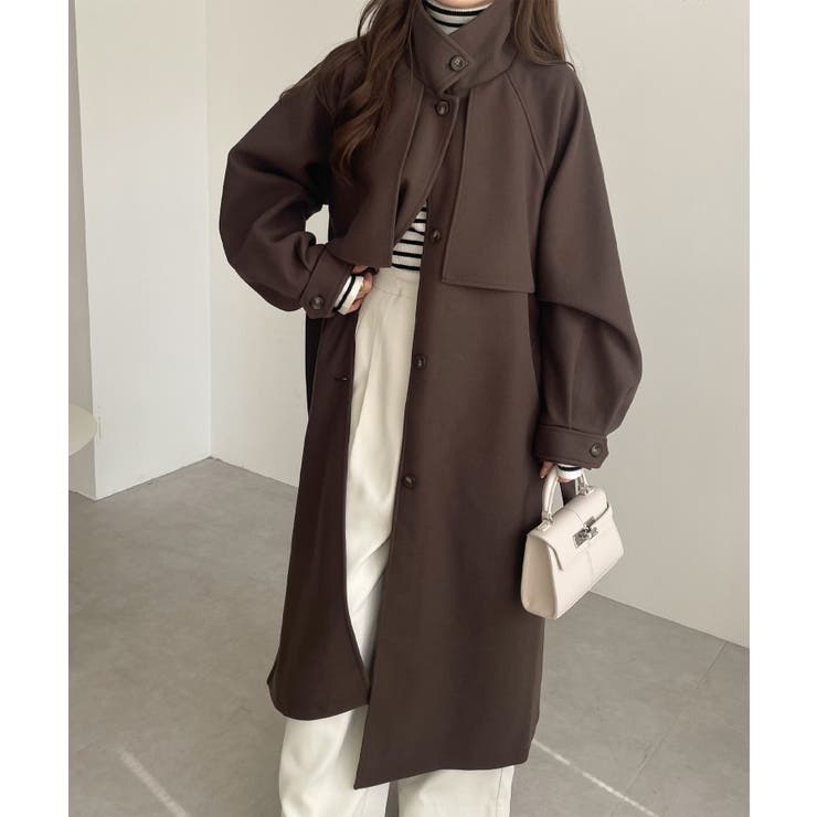 ブラウン | フェイク ウール ベルト付き | andme