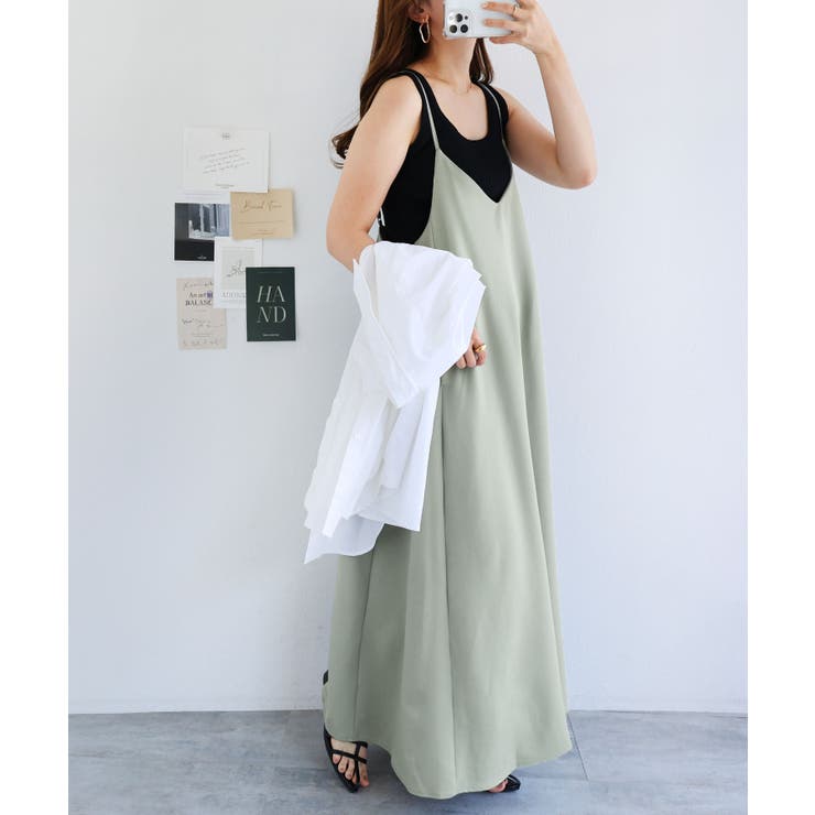 「ANDRESD」 コンビワンピース L カーキ double cross all in one dress | ANDRESD