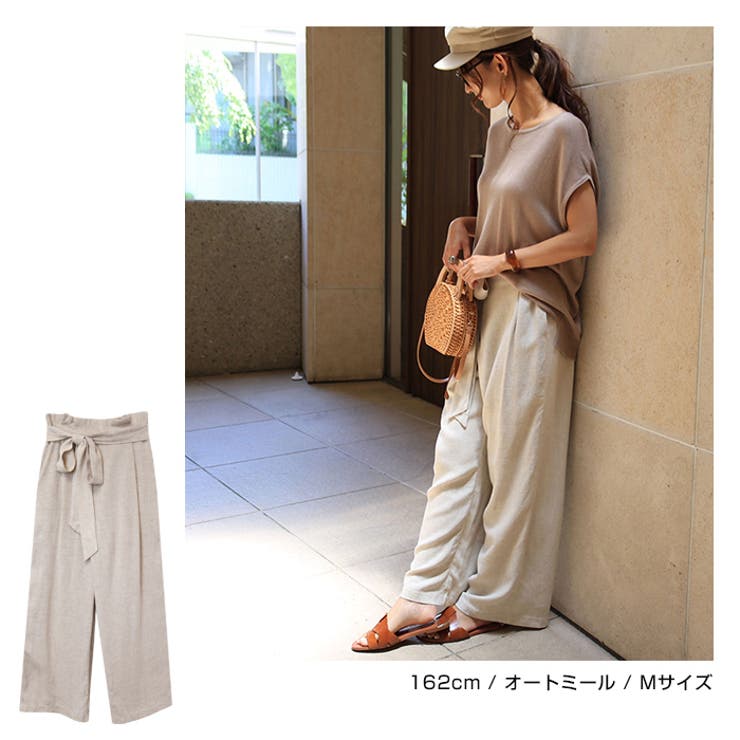 リネンブレンド カシュクール ラップパンツ[品番：AZ000003133]｜and  Me（アンドミー）のレディースファッション通販｜SHOPLIST（ショップリスト）
