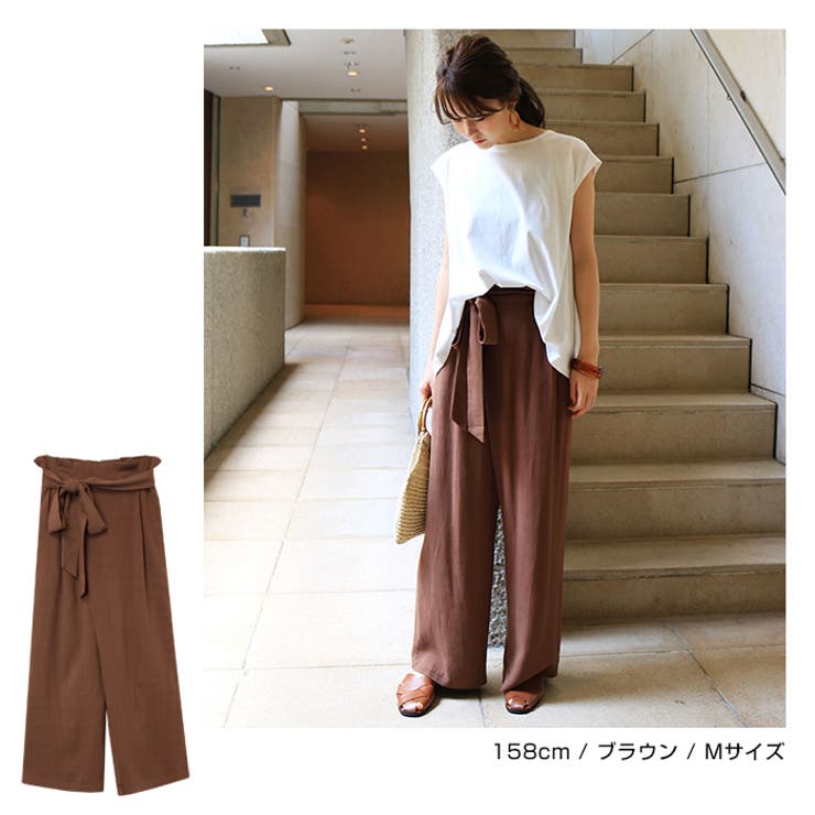 リネンブレンド カシュクール ラップパンツ[品番：AZ000003133]｜and  Me（アンドミー）のレディースファッション通販｜SHOPLIST（ショップリスト）