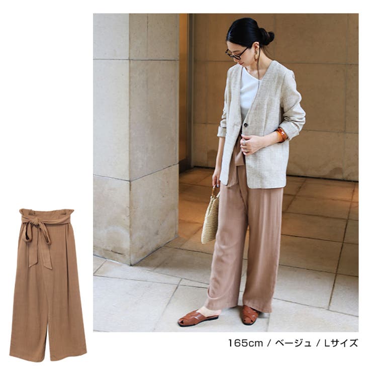 リネンブレンド カシュクール ラップパンツ[品番：AZ000003133]｜and  Me（アンドミー）のレディースファッション通販｜SHOPLIST（ショップリスト）