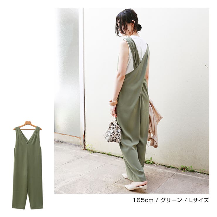 入荷nowオンラインストア 背中クロス サロペット[品番：AZ000003484]｜andme（アンドミー）のレディースファッション通販｜SHOPLIST（ショップリスト） ワイド サロペット・オーバーオール・オールインワン