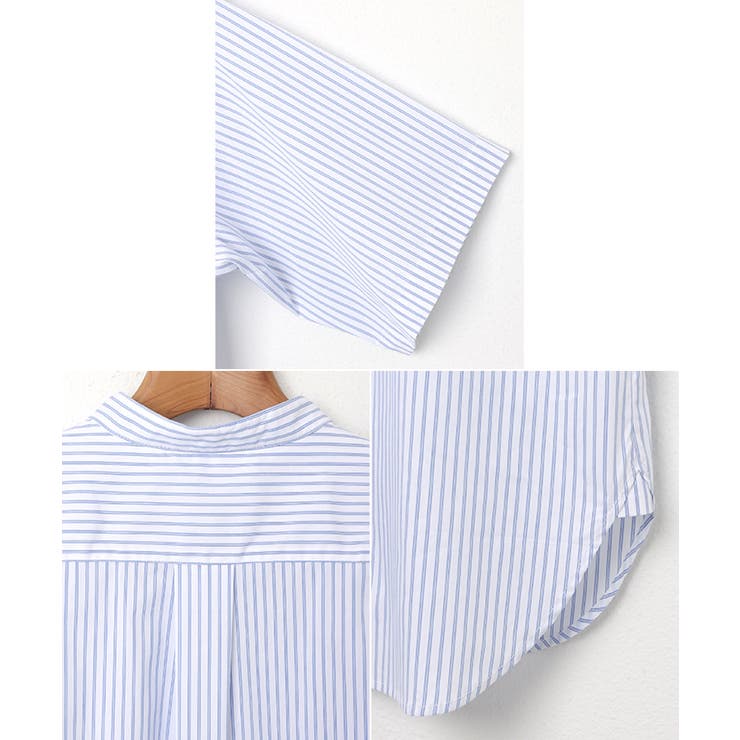 ストライプ バンドカラー 半袖 | andme | 詳細画像13 