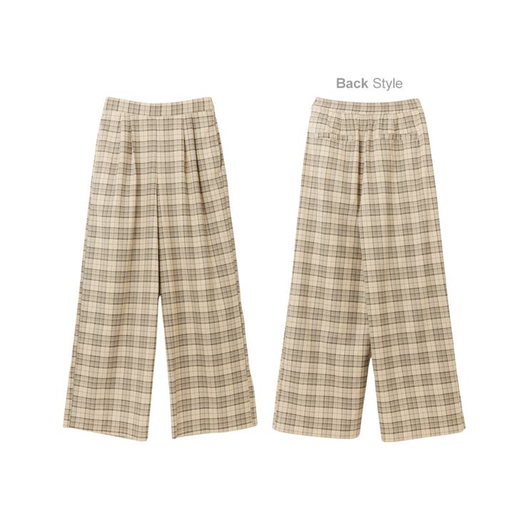 大きいサイズ チェック柄タックワイドパンツ（OtonaSMILE） 通販