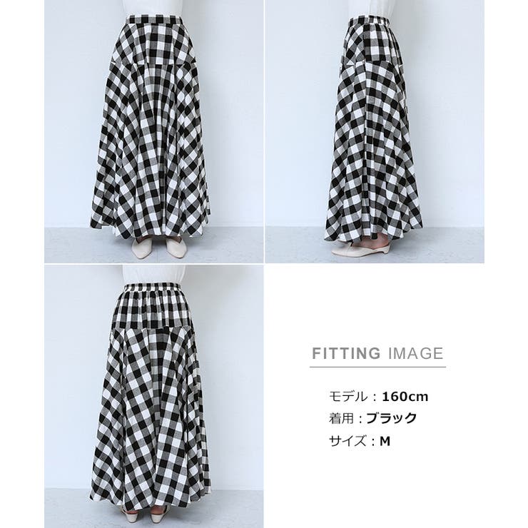 ギンガムチェック マキシ丈 フレアスカート | andme | 詳細画像19 