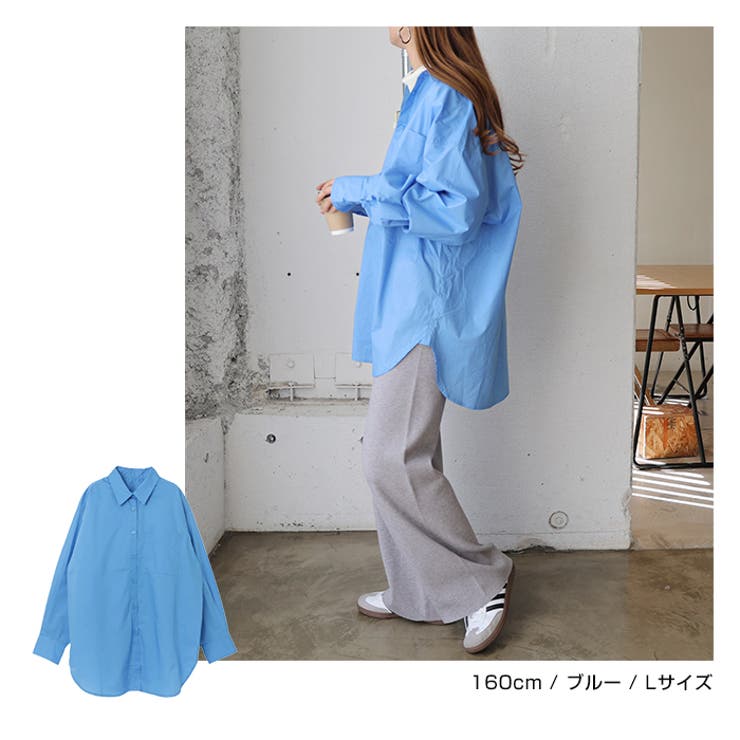 gauze# (g)／コットンタイプライター シャツジャケット 長袖秋物濃紺 gauze# (g)／コットンタイプライター シャツジャケット 長袖秋物