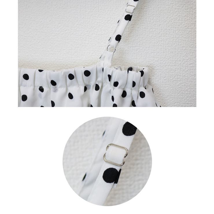 サロペット レディース ドット柄 水玉 フレア ワイドパンツ