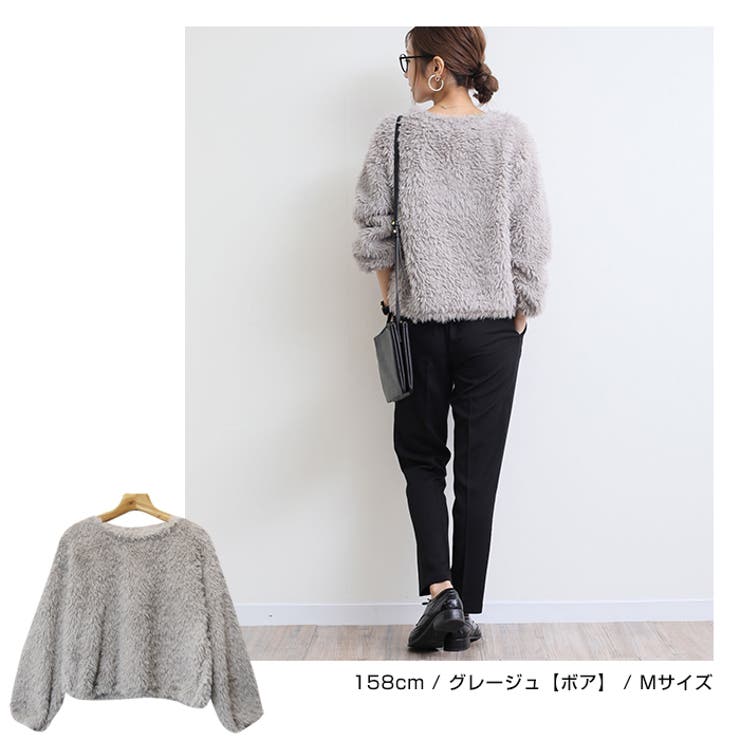 ボア プードルファー ボリューム袖 ニット セーターレディース トップス | andme | 詳細画像12 