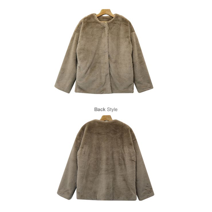 【あす楽対応】ノーカラーエコファーショートコートアウター【メール便NG】