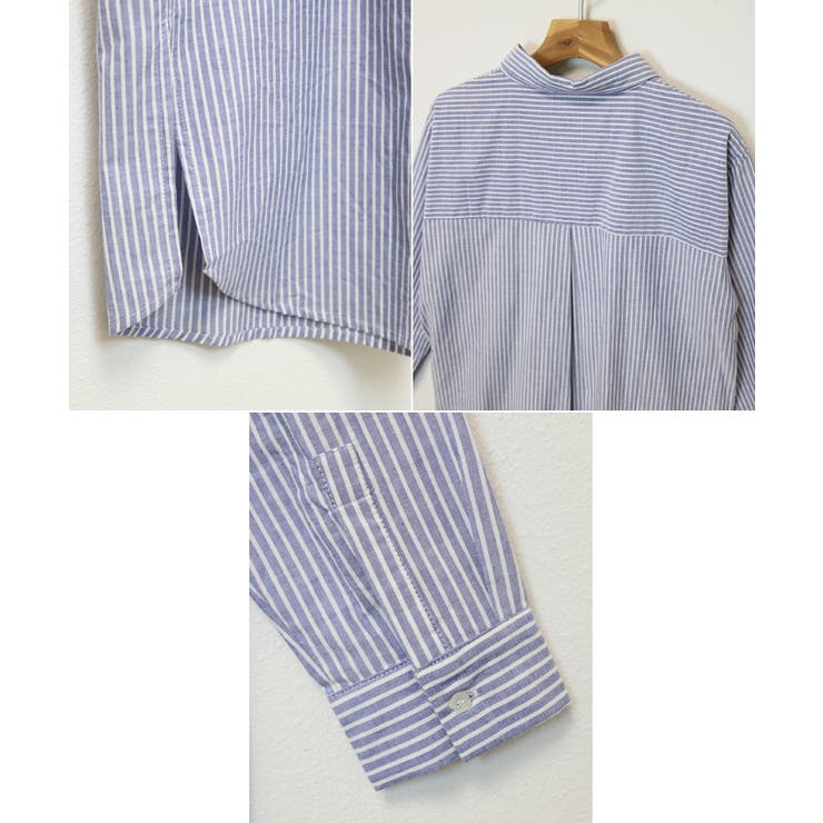 【宅配便A】ひざ丈ワンピースチュニック長袖夏シャツスリットシンプルストライプカジュアルコットンサイドポケットロングレディースラウンドヘム【メール便NG】