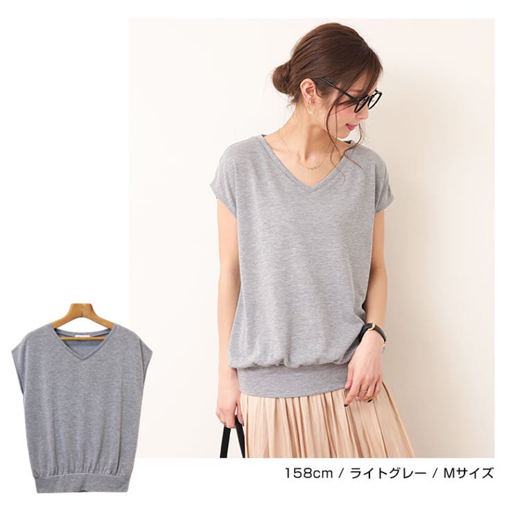 フレンチスリーブ Vネック ニットソー | andme | 詳細画像14 