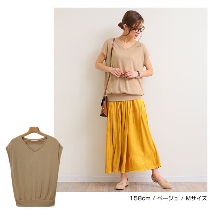 フレンチスリーブ Vネック ニットソー | andme | 詳細画像16 