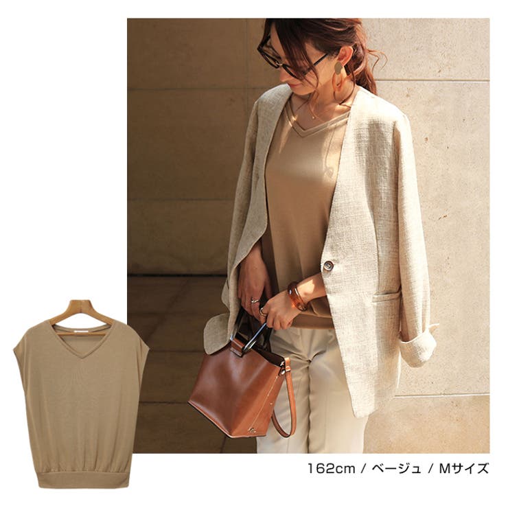 フレンチスリーブ Vネック ニットソー | andme | 詳細画像7 