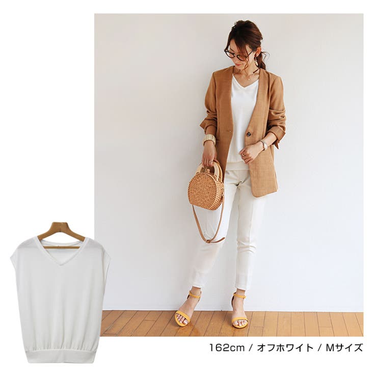 フレンチスリーブ Vネック ニットソー | andme | 詳細画像9 