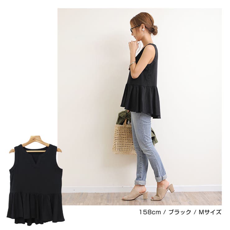 ギャザースラブ ノースリーブ ブラウス | andme | 詳細画像16 