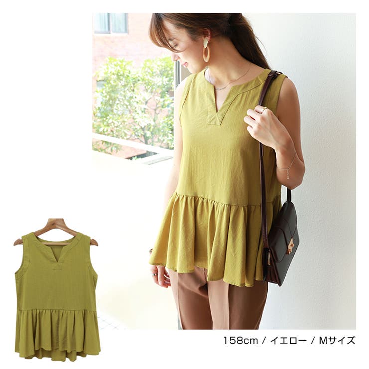 ギャザースラブ ノースリーブ ブラウス | andme | 詳細画像3 