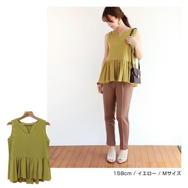 ギャザースラブ ノースリーブ ブラウス | andme | 詳細画像4 