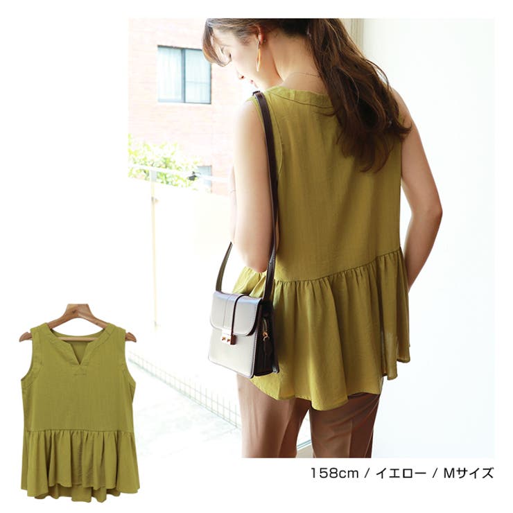 ギャザースラブ ノースリーブ ブラウス | andme | 詳細画像5 