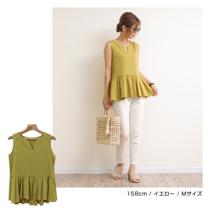 ギャザースラブ ノースリーブ ブラウス | andme | 詳細画像6 