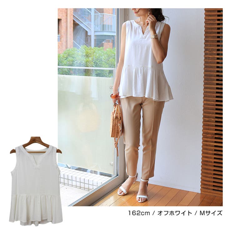 ギャザースラブ ノースリーブ ブラウス | andme | 詳細画像9 