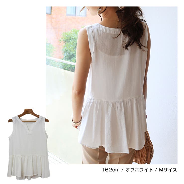 ギャザースラブ ノースリーブ ブラウス | andme | 詳細画像10 