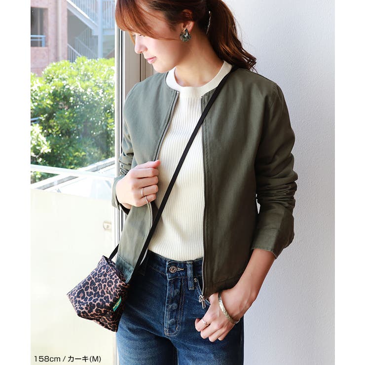 【新品】　モラビト プルミエノーカラージャケット ベージュカーキ コットン ノーカラー ジャケット[品番：AZ000003212]｜andme