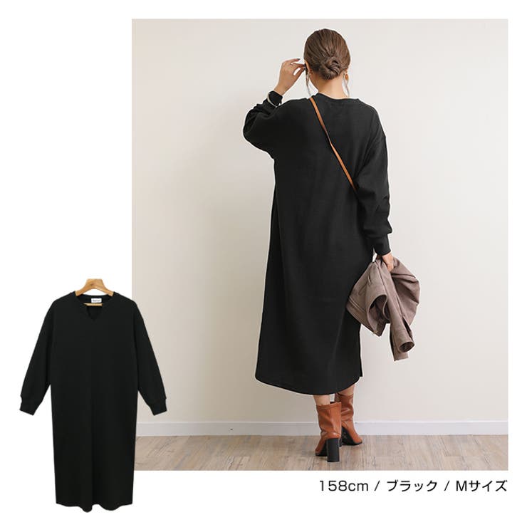 キーネック ワッフル ワンピース[品番：AZ000003216]｜andme 