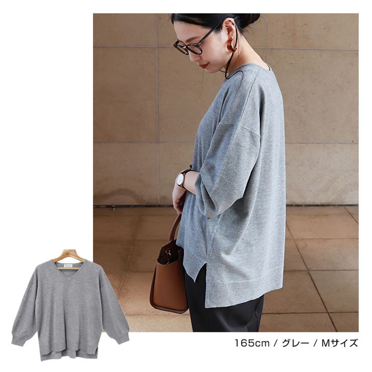 オーバーサイズ Vネック ニット | andme | 詳細画像12 