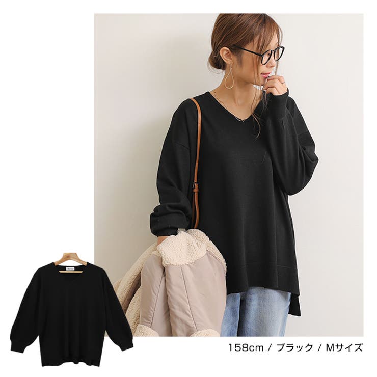 オーバーサイズ Vネック ニット | andme | 詳細画像16 