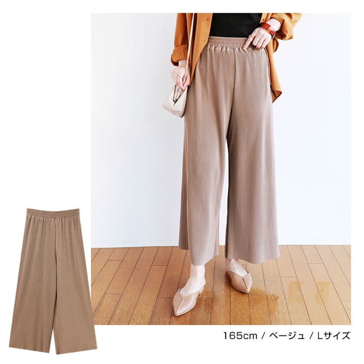 プリーツ ワイドパンツ ウエストゴム | andme | 詳細画像4 