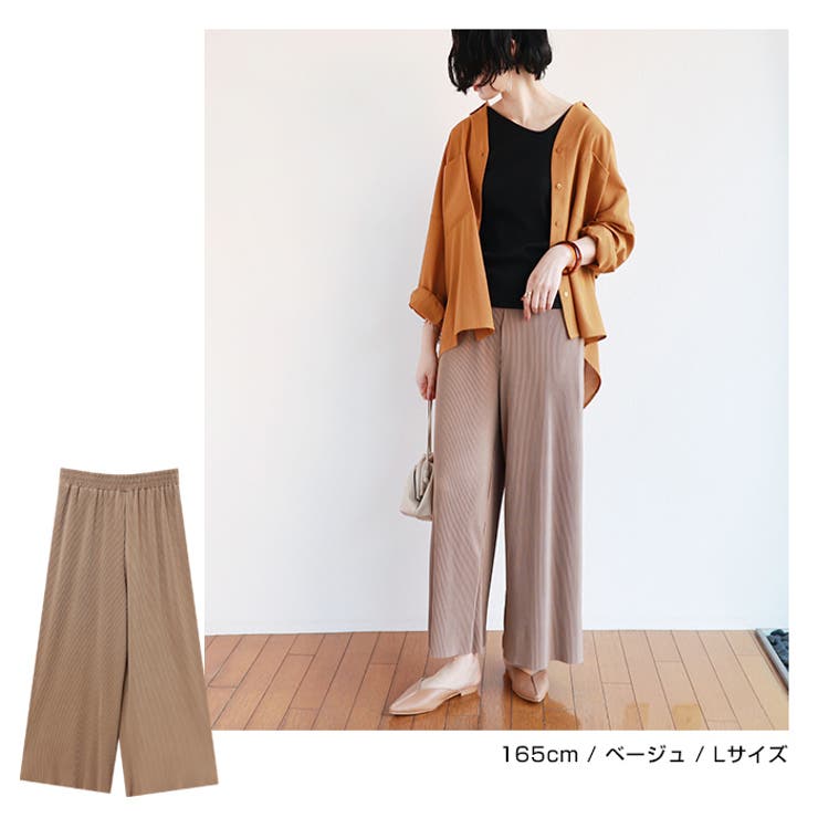 プリーツ ワイドパンツ ウエストゴム | andme | 詳細画像5 