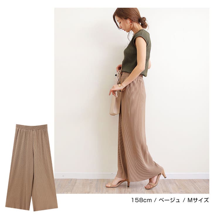 プリーツ ワイドパンツ ウエストゴム | andme | 詳細画像6 