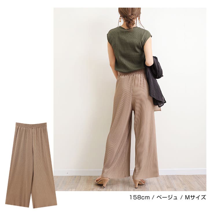 プリーツ ワイドパンツ ウエストゴム | andme | 詳細画像7 