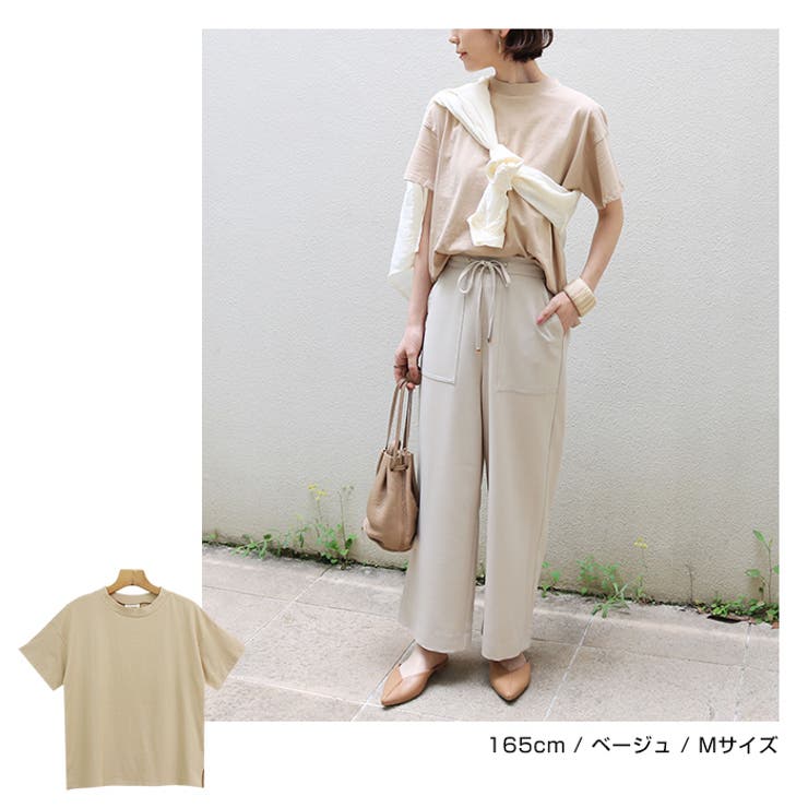 コットン モックネック Tシャツ レディース 半袖 日焼け対策 春 夏