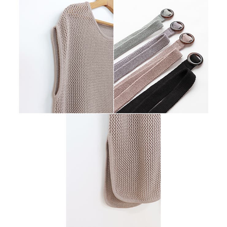 ベルト付き メッシュ ニット チュニック レディース 2way 春 夏 秋 冬 | andme | 詳細画像18 